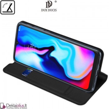 Dux Ducis dirbtinės odos atverčiamas dėklas - juodas (Motorola Moto G9 Play/E7 Plus)